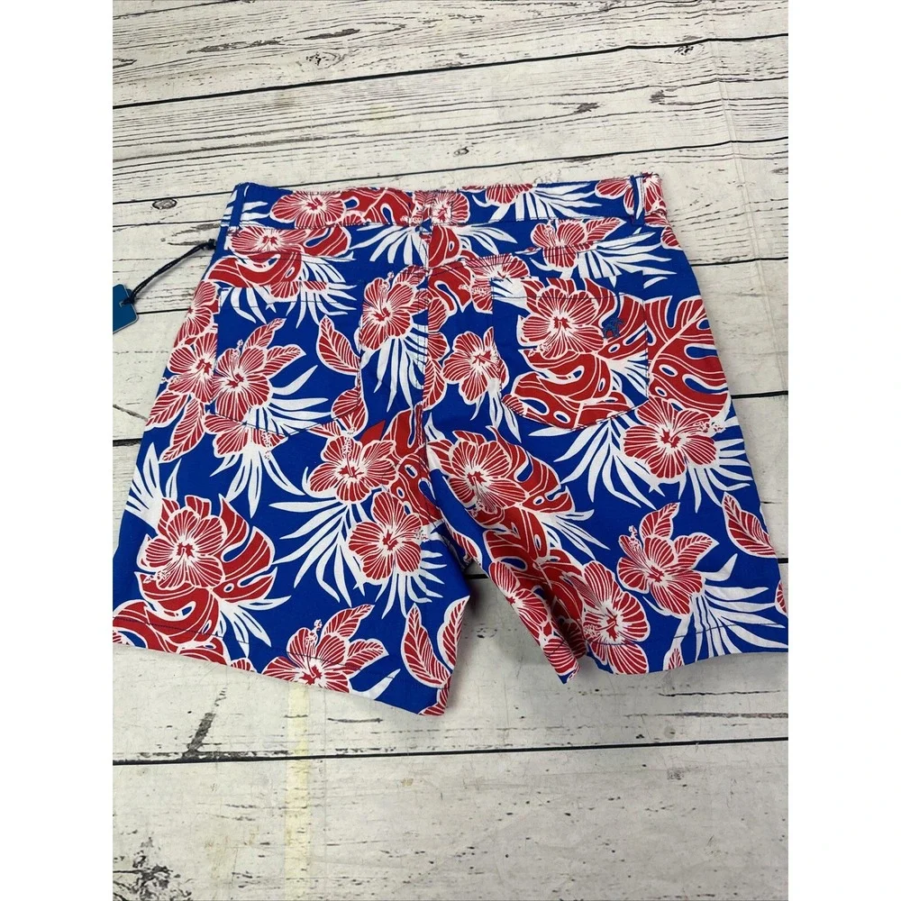 Caribbean Joe Shorts Berry Blue Floral Shorts Womens Size 8 5 inch inseam